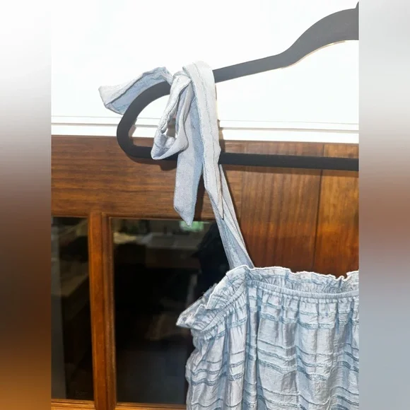 NWT Altar’d State Size Medium Blue Textured Striped Tie Straps Dress - Picture 3 of 14